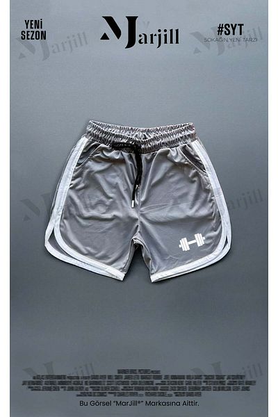 Marjill Gray Dumbbell Printed Training Fitness Sportsman Shorts