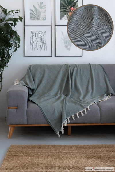 Kamdu 150x170cm Balık Sırtı Desen Berjer Koltuk Örtüsü, Pamuk Koltuk Örtüsü, ...