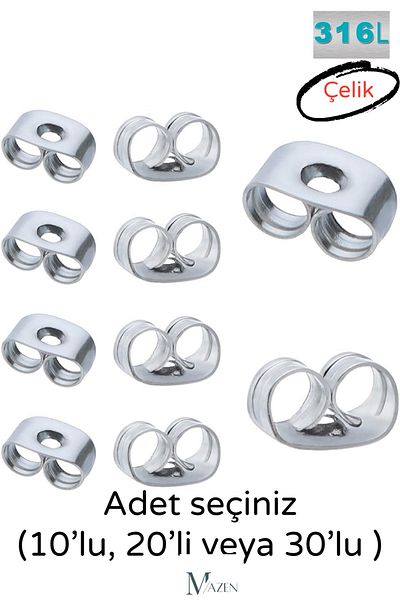 MAZEN Silver Color Steel Antiallergic Earrings - Pick Quantity Back