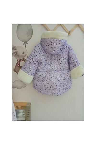MODA Midimod Gold Lila Kolları Kürk Detaylı Kız Çocuk Mont
