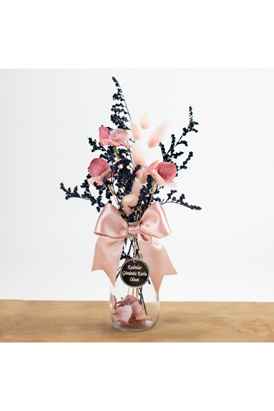 ARDIÇ Kalıcı ve Şık 8 Mart Hediyesi - Şoklanmış Çiçek Aranjmanı (Cam Vazoda)