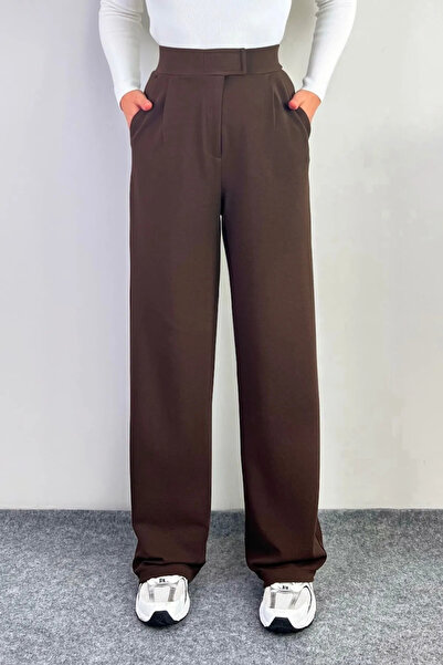 İVA STUDIO بنطال Palazzo نسائي من Line مصنوع من الليكرا وشريط فيلكرو