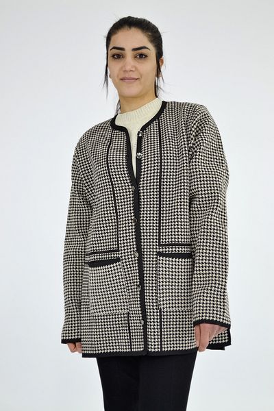 Tuğra Goose Feet Patterned Buttoned Jacket