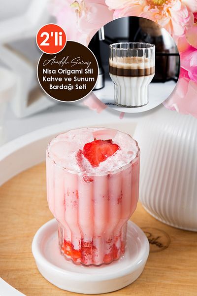 Anadolu Saray 2 Pcs Nisa Origami Style Heat Resistant Cup - Coffee and Presentation Cup
