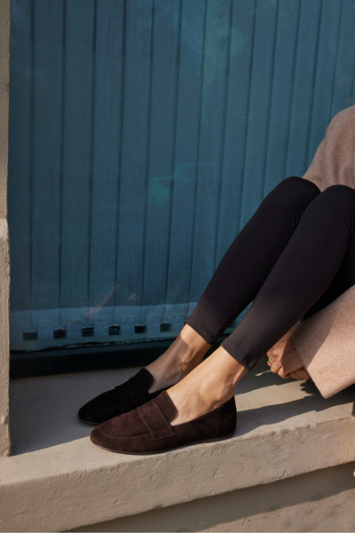 ANGELİNA JONES ДАМСКИ КАФЯВИ ОБУВКИ ОТ ИСТИНСКИ ВЕЛУР VALENTA