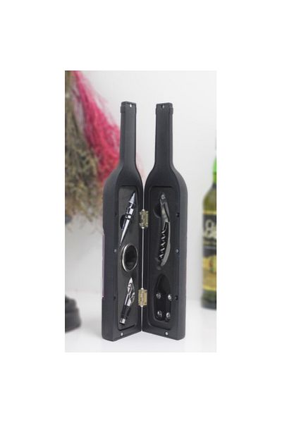 COLLECTİON Large Size Black Wine Accessory Set - Opener