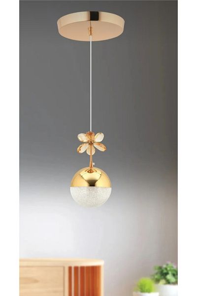 Semboldekor Gold Butterfly Single Led Chandelier