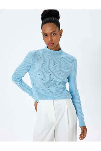 Koton Πλεκτό πουλόβερ με ψηλό γιακά μακρυμάνικο διάτρητο