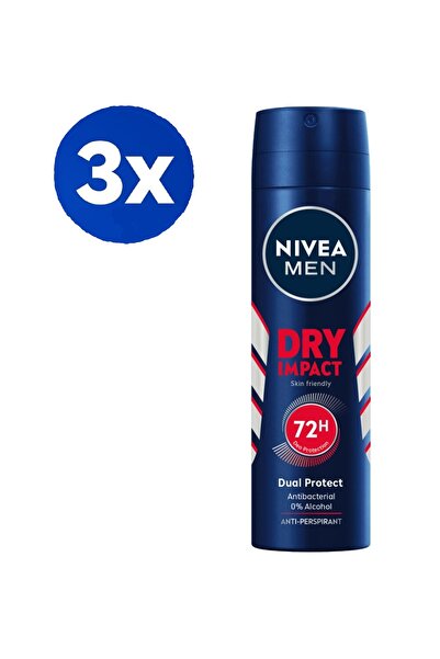 NIVEA Deo Men 150ml-dry Impact X 3 Adet