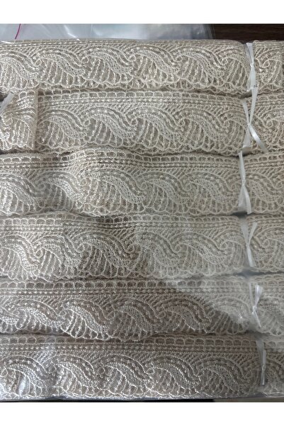 Butik Güpür s desen piyasa model 9 metre top kapiçino renk Fransız şerit