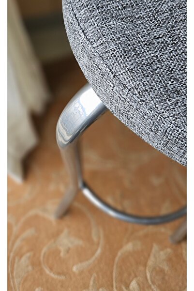 PARİTE TABURE 75 CM METAL AYAKLI GRİ KUMAŞ WORK STOOL HIGH