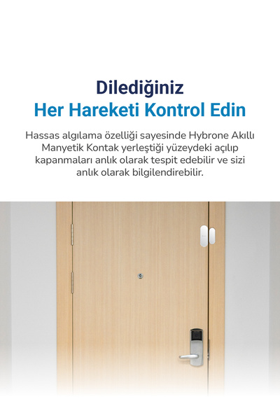 Hybrone Akıllı Wi-fi Manyetik Kontak - Kapı Ve Pencere Sensörü, Fiziksel Müdahaleye Karşı Sabotaj Uyarısı