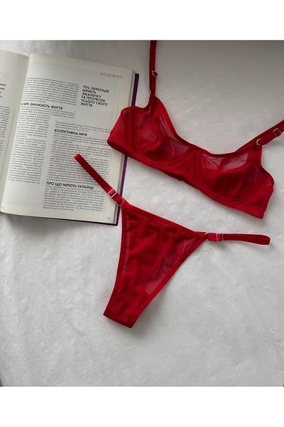VentLingerie Red Tulle Bralet Set