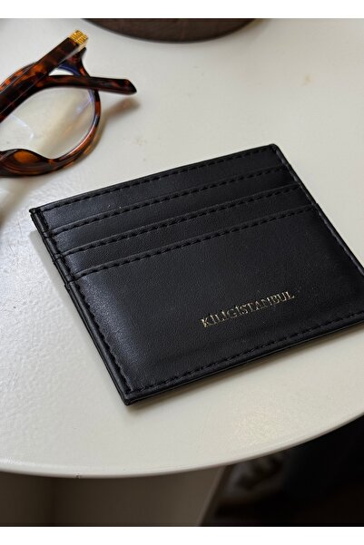 KİLİGİSTANBUL Plain Black 6 Compartment Card Holder