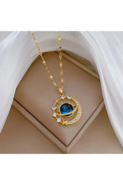 stainless steell Gökyüzü Taşlı Kolye