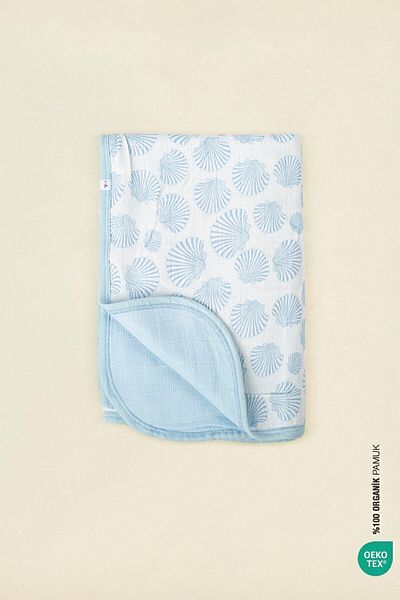 İrya Bebe Marin Seashell Muslin Baby Blanket Blue 120x120
