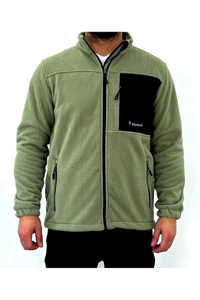 Mudwill Πράσινο ανδρικό μπουφάν Fleece με φερμουάρ Sherpa