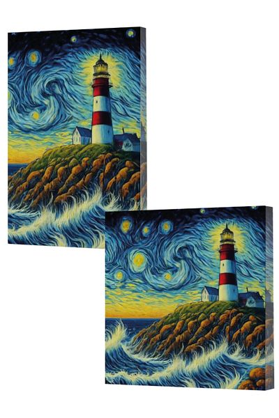 Dokuz Yayınları Vivago Art Van Gogh 8 Lighthouse 14X20 ριγέ σημειωματάριο-15X15 χωρίς γραμμές σετ σημειωματάριων (320 φύλλα)