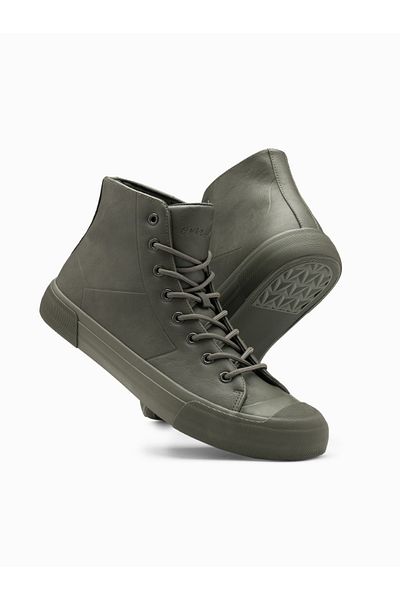 OMBRE Herren High-Top-Sneaker mit Gummikappe - oliv V4 OM-FOSH-0138 41
