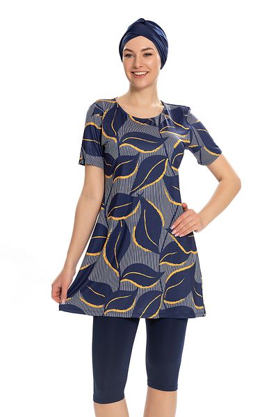 REMSA Κοντομάνικο καλσόν Ημίκλειστο μαγιό 202-504 Navy Blue