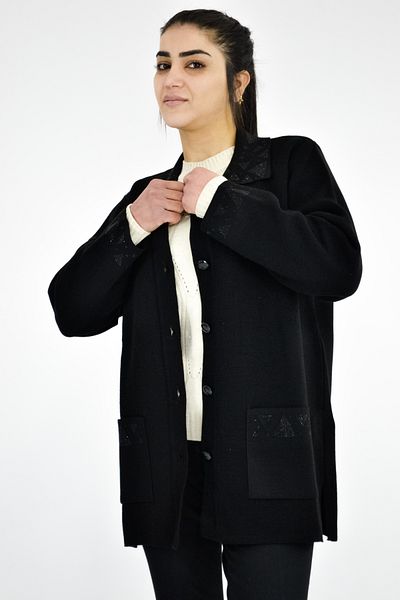 Tuğra Polo Neck Stone Knitwear Jacket