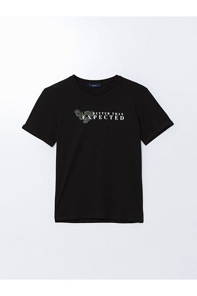 LC Waikiki New Season Crew Neck Κοντό μανίκι εμπριμέ χτενισμένο βαμβακερό ανδρικό Tisort - S5J831Z8
