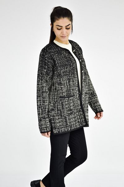Tuğra Sand Patterned Knitwear Cardigan