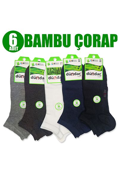 Dündar Plus 4 Seasons Seamless Soft Wash Scented 6 Pieces Mixed Color Men's Bamboo Booties Socks