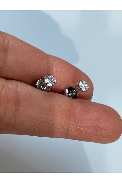 kurukafagift Solitaire Steel Zircon Stone 1 Pair Earrings