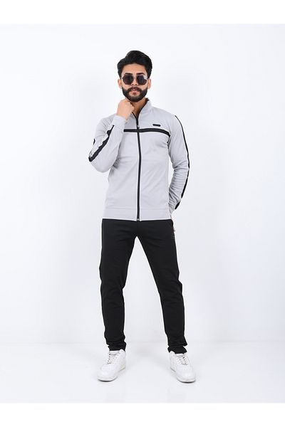 MERTEX Men's Diver Fabric Digital Printing Raised Zippered Stand Collar Tracksuit Set