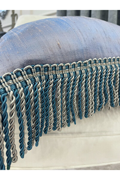 Brillant MOR/TURKUAZ Rengi Püsküllü -  İpek Tafta Kırlent Yastık Kılıfı  (45X45)