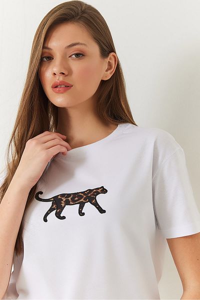 Bianco Lucci Leopard Printed Women's T-Shirt - 60602006