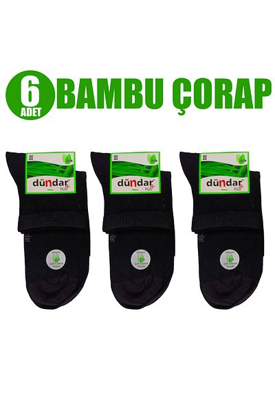 Dündar Plus Seamless Soft Wash Scented 6 Pieces Black Men's Bamboo Booties Socks