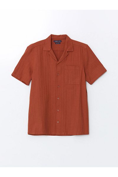LC Waikiki LCWAIKIKI Classic Regular Fit Short Sleeve Linen Blended Men's Shirt