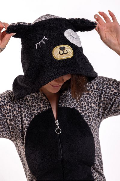Ecrou Γυναικεία φόρμα φλις με κουκούλα Leopard printed