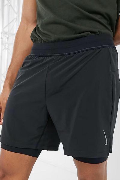 Nike Trainning Dri Fit Yoga Ανδρικά 2/1 Σορτς Υφαντό Καλσόν Μαύρο