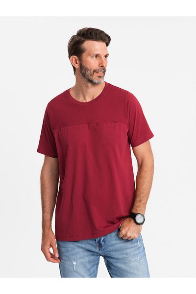 OMBRE LOOSE FIT men's t-shirt with pocket - red V3 OM-TSCT-0171 L