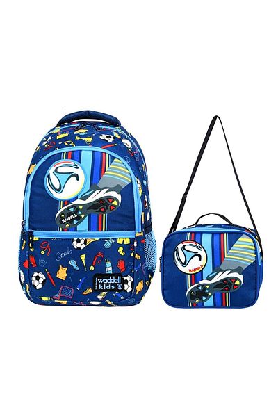 Linea Școala primară Waddell cu 3 compartimente și cutie de prânz - Fotbal Navy 24203