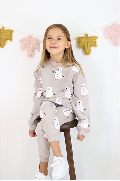 Butik Girl's Snowman Printed Set of 2