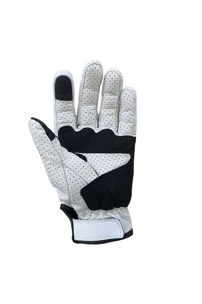 The Biker Jeans Miami White Protected Motorcycle Leather Gloves