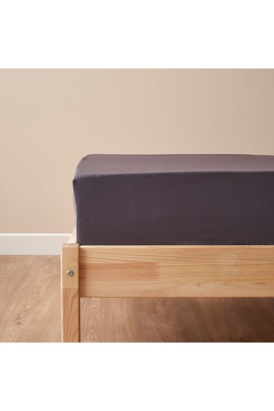 Bella Maison 100% Cotton Satin Supreme King Size Fitted Sheet Anthracite (180X200X35 cm)