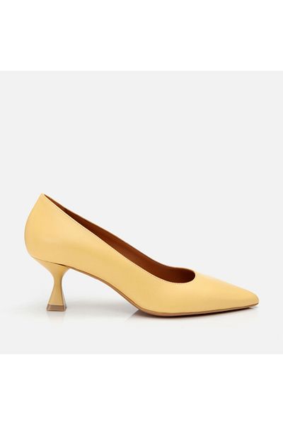 Hotiç Stiletto de damă din piele naturală galbenă