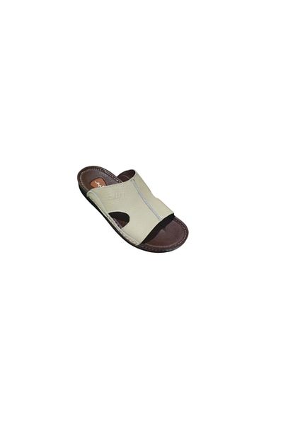 Hand Mand Men's Handmade Leather Slippers - Natural Leather, Orthopedic Sole, Comfortable for Long Wear,WHITE