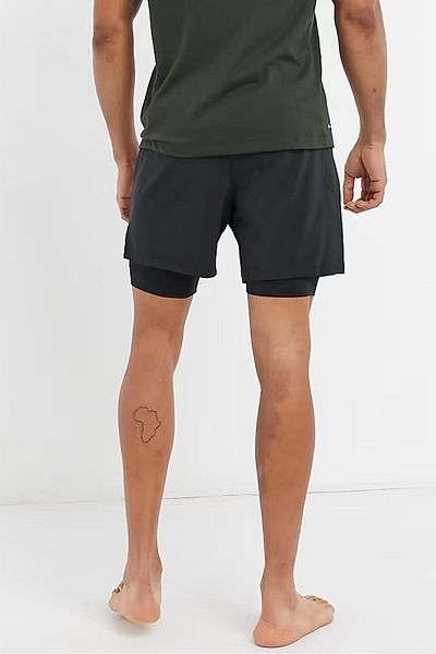 Nike Trainning Dri Fit Yoga Ανδρικά 2/1 Σορτς Υφαντό Καλσόν Μαύρο