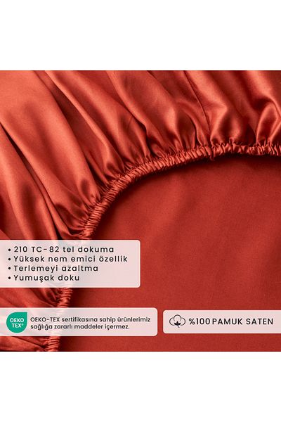 Bella Maison 100% Cotton Satin Supreme King Size Fitted Sheet Tile (180x200x35 cm)