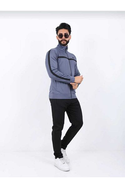 Tuwan Men's Diver Fabric Digital Printing Raised Zippered Stand Collar Tracksuit Set