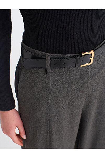 Dilvin 71590 Gray Belted Crop Trousers