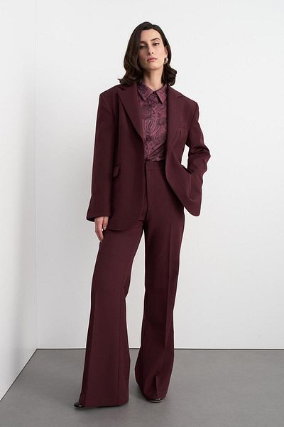 KADRİYE BAŞTÜRK Burgundy Fit Cut Padded Jacket and Trousers Set