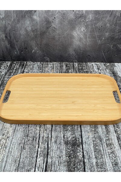 YzHome صينية تقديم مستطيلة كبيرة الحجم من الخيزران مقاس 46*33 سم