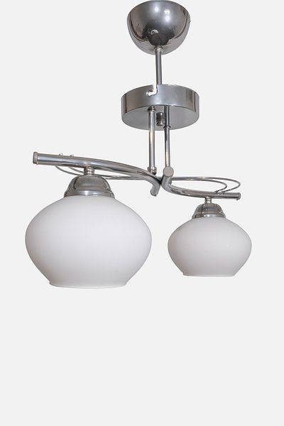 Fer Avize Rengin Modern Chrome Color 2-Piece Glass Chandelier Living Room - Kitchen - Bedroom
